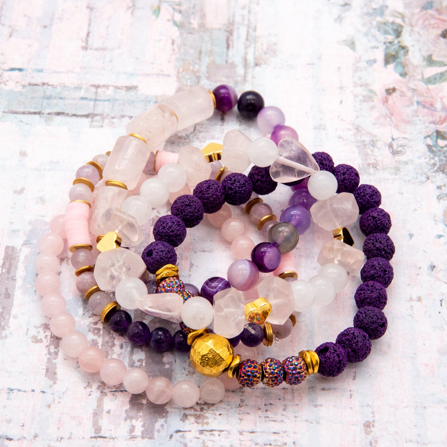 Whimsical Purple and Pink Tone Mix and Match Bracelet - Relato.Jewelry
