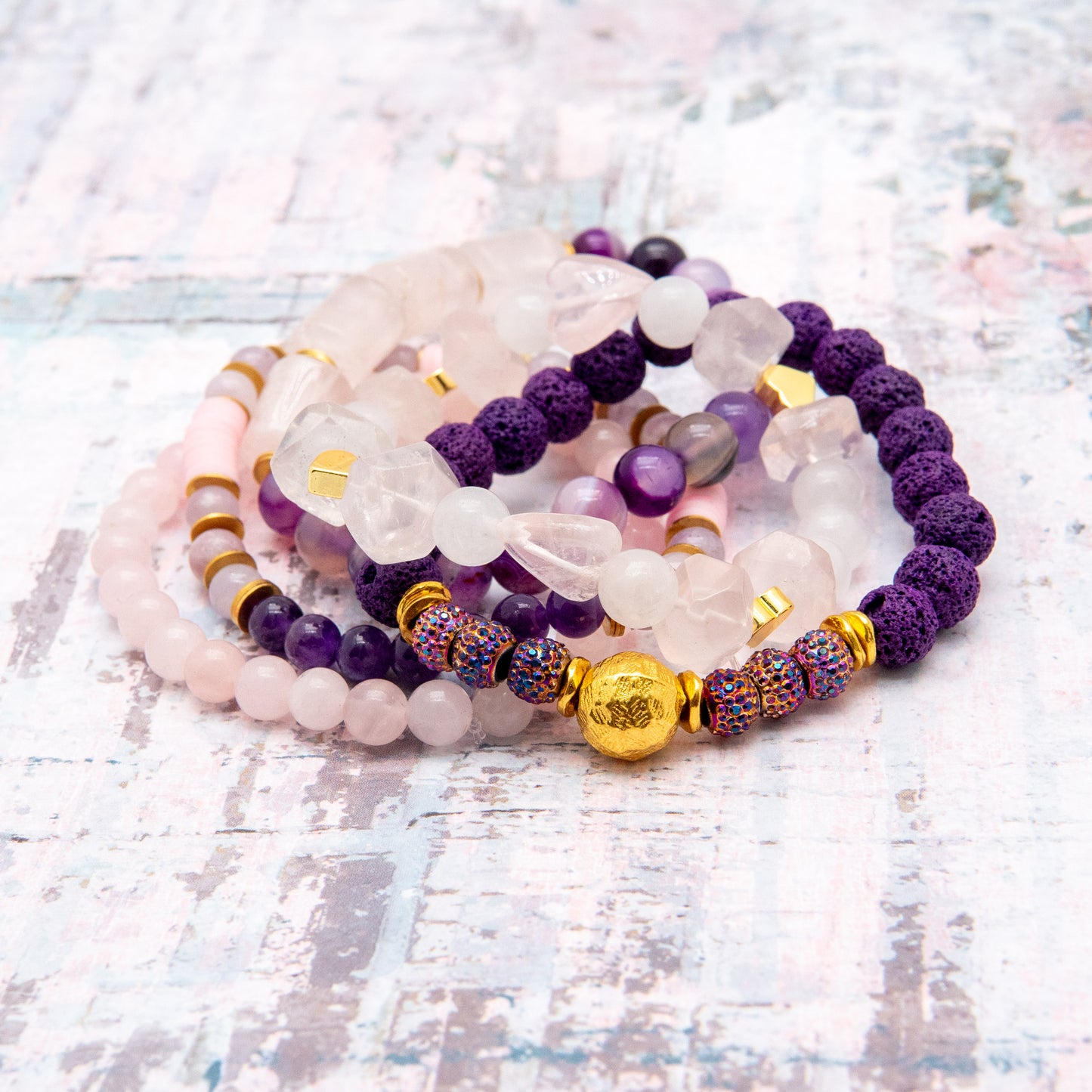 Whimsical Purple and Pink Tone Mix and Match Bracelet - Relato.Jewelry