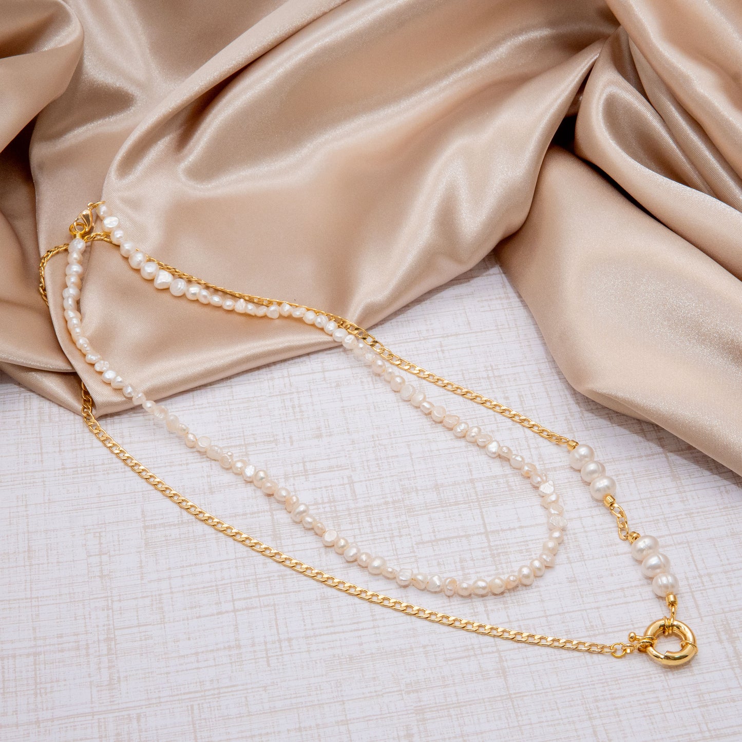 Coastal Cultured Pearl Gold Stackable Necklace