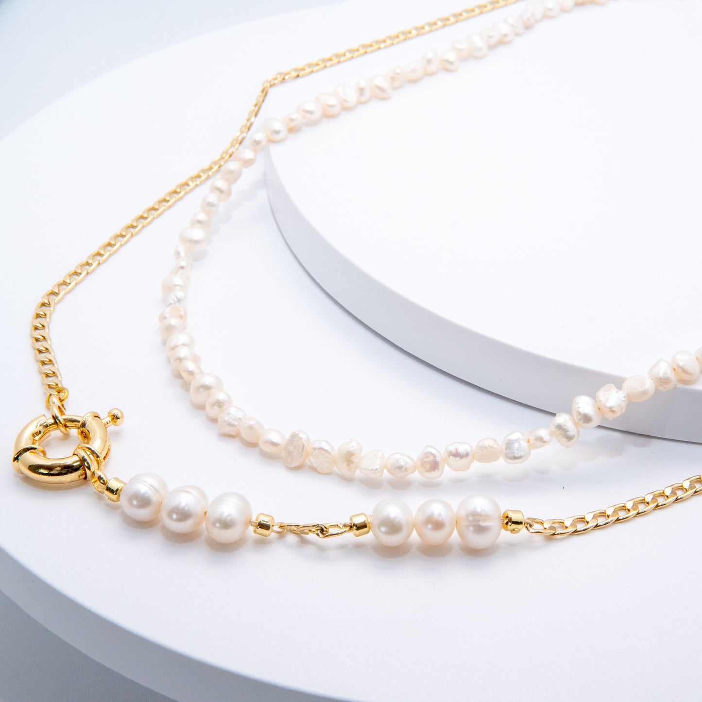 Coastal Cultured Pearl Gold Stackable Necklace