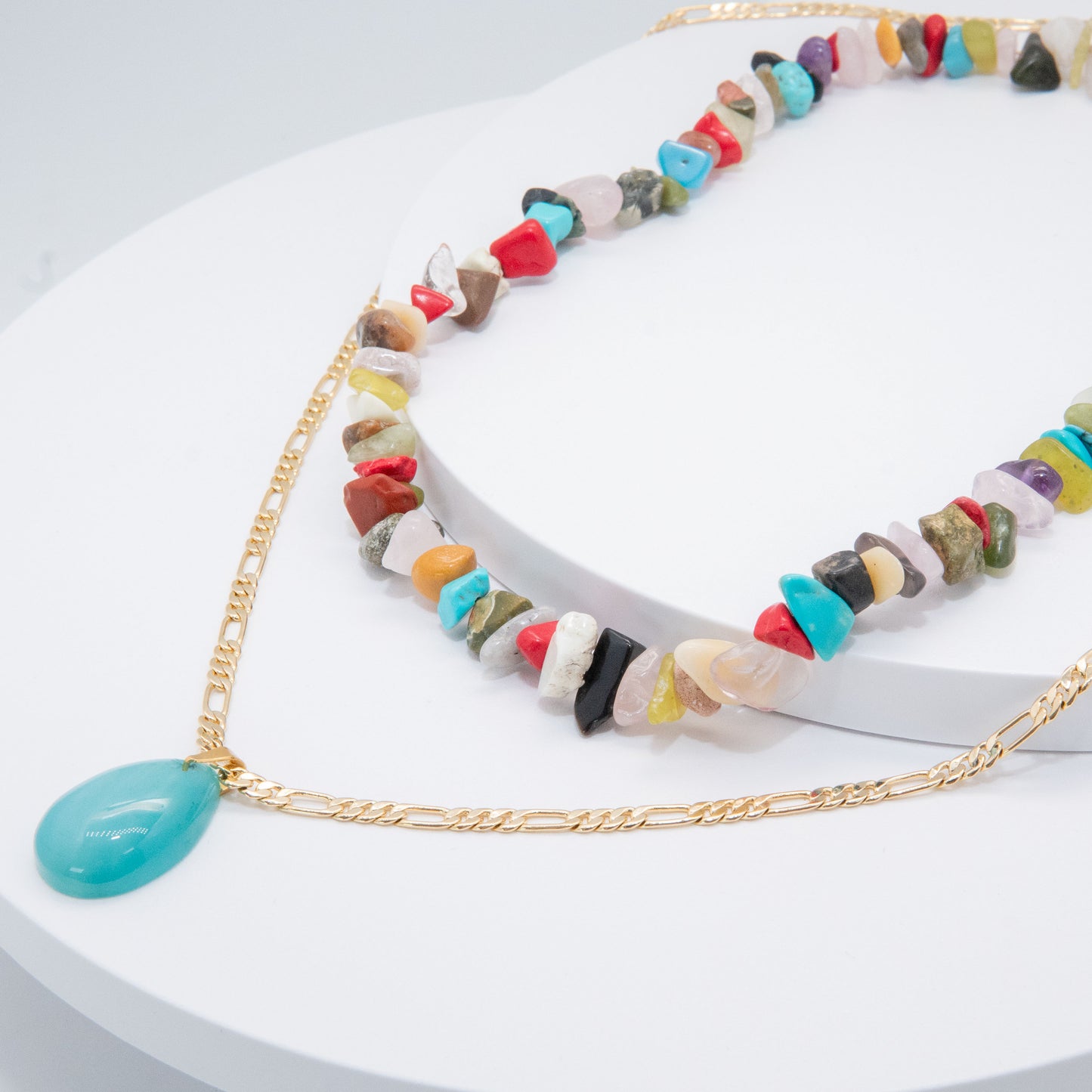 Blue Agate River Stackable Necklace
