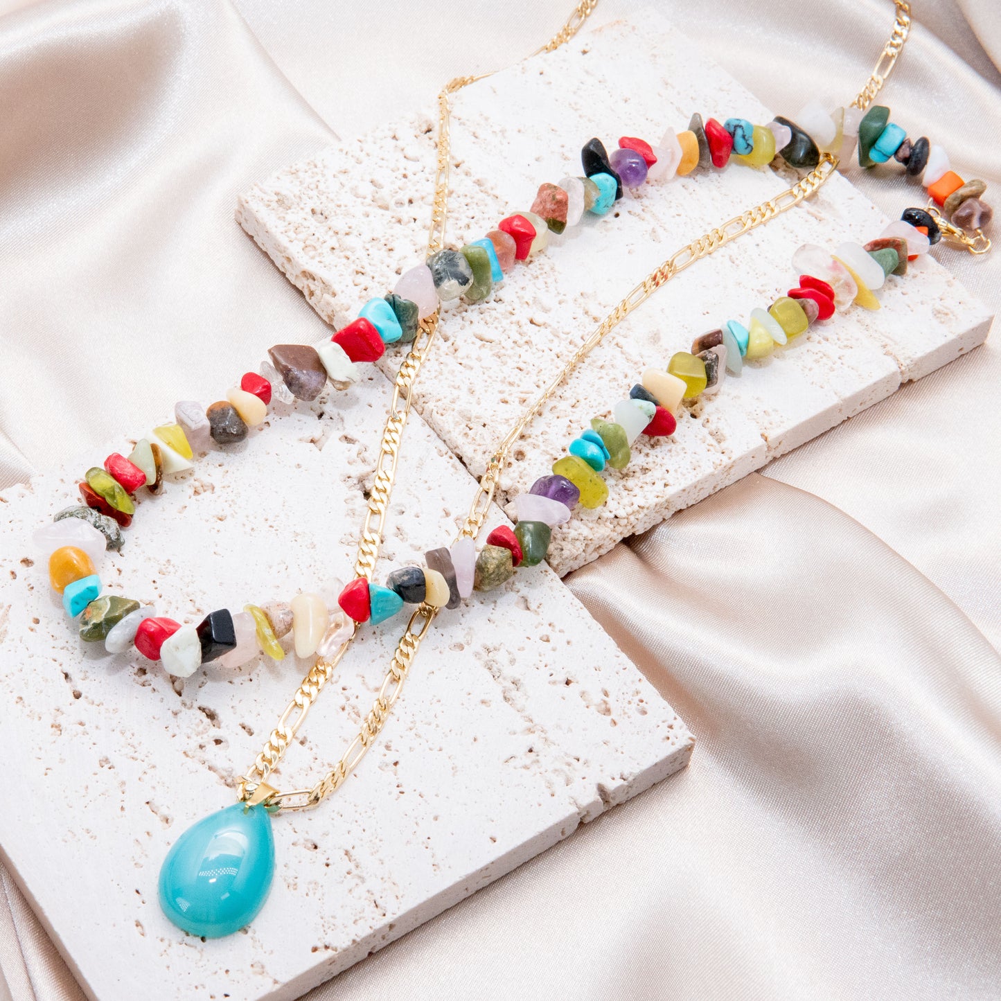 Blue Agate River Stackable Necklace