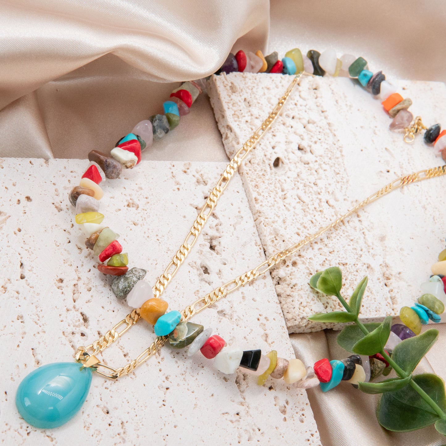 Blue Agate River Stackable Necklace
