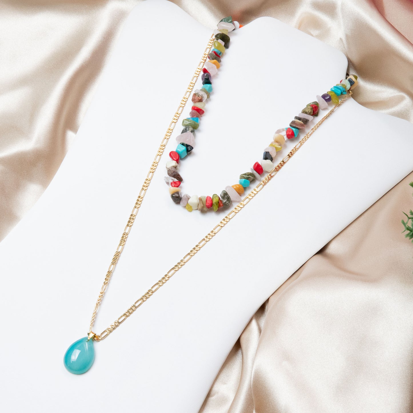 Blue Agate River Stackable Necklace