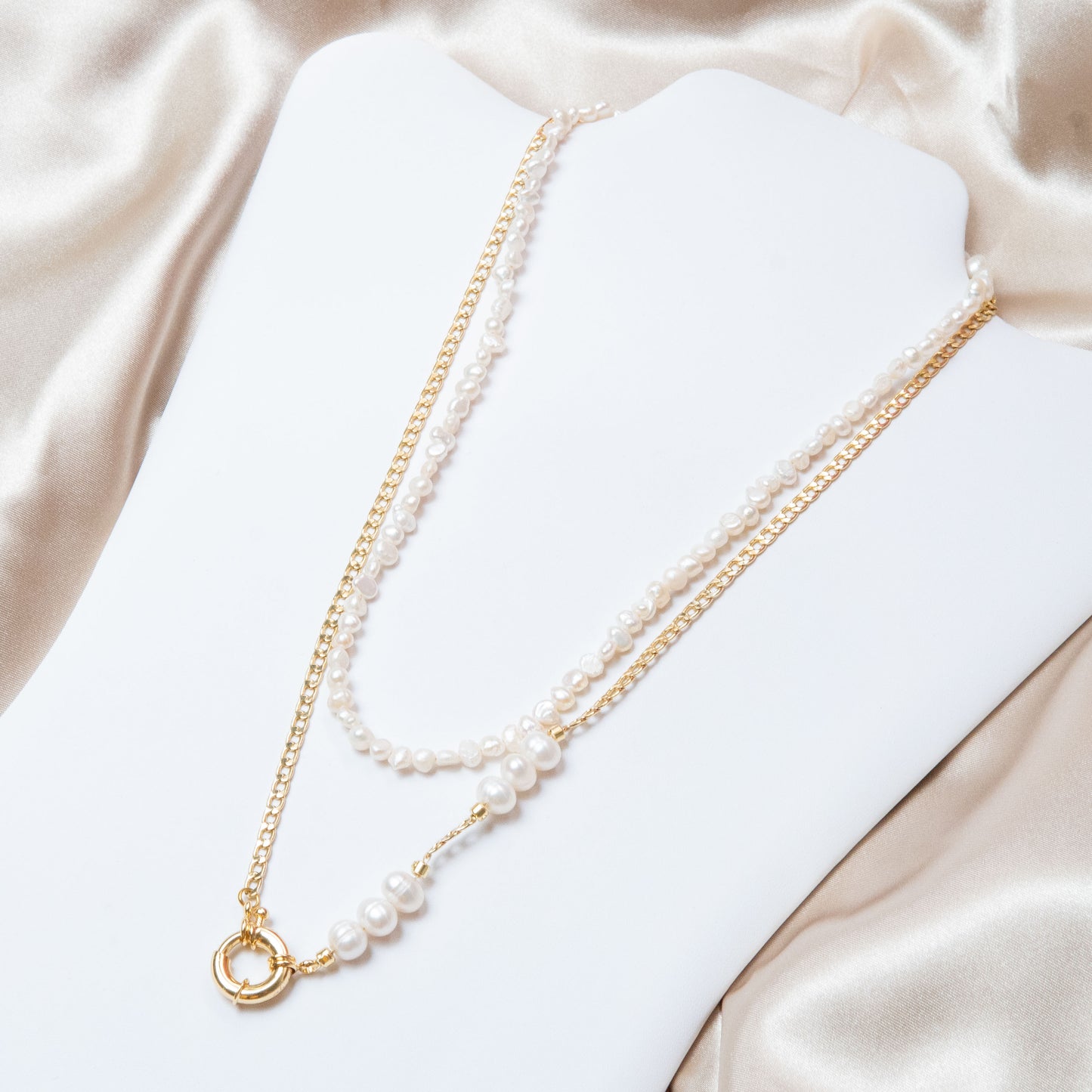 Coastal Cultured Pearl Gold Stackable Necklace