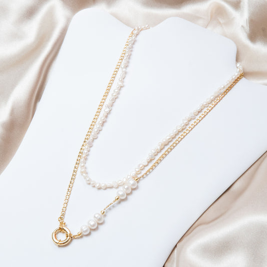 Coastal Cultured Pearl Gold Stackable Necklace