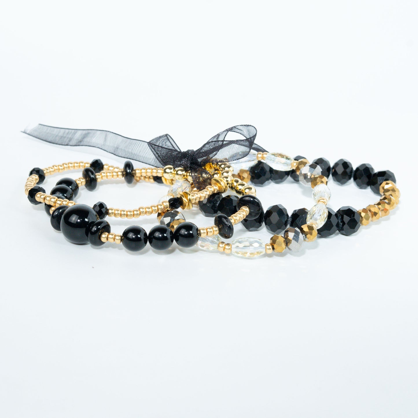 Black Onyx Glam Stack Bracelet