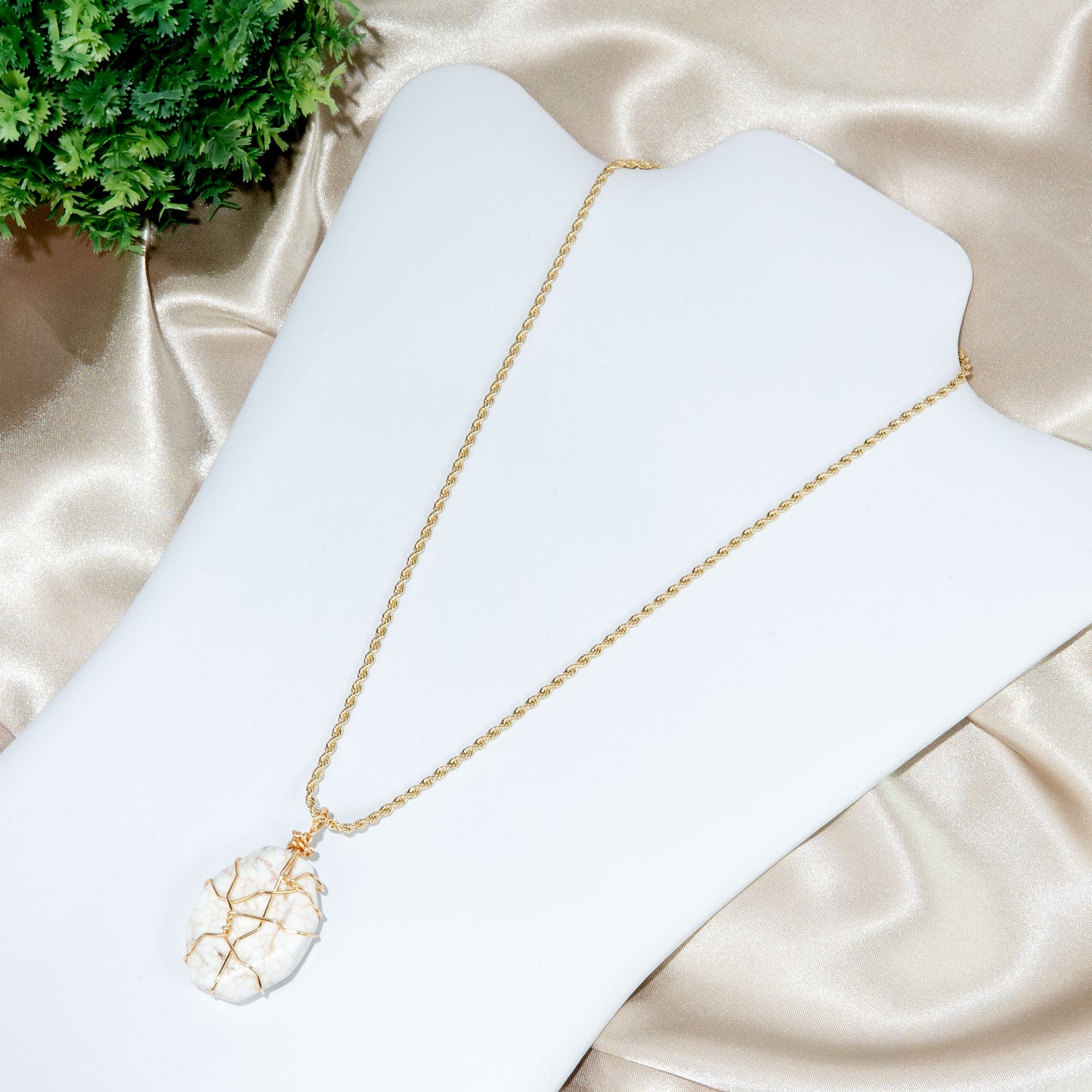 Hand-wrapped White Howlite Necklace