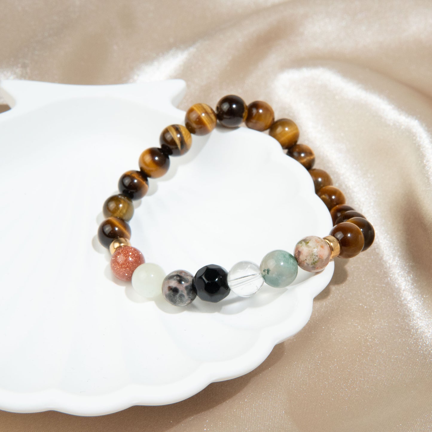 Tiger Eye and Leopard Boho Stack Bracelet