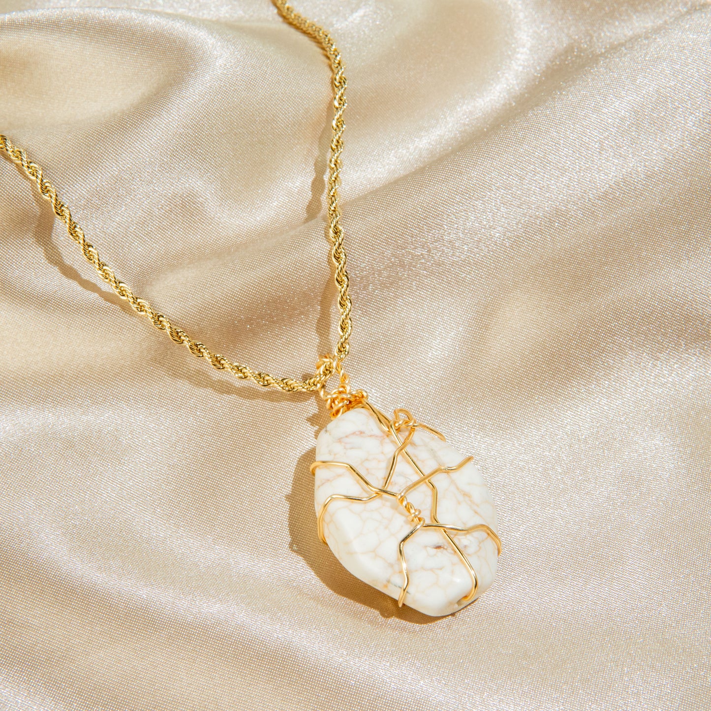 Hand-wrapped White Howlite Necklace