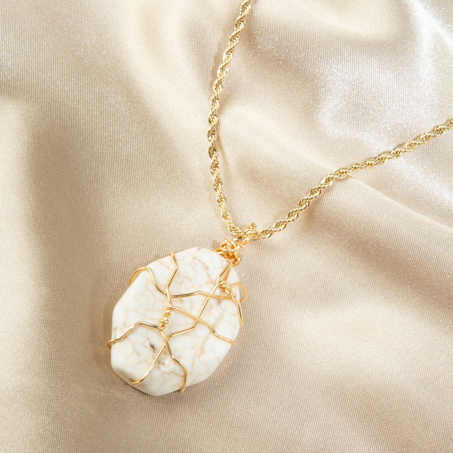 Hand-wrapped White Howlite Necklace