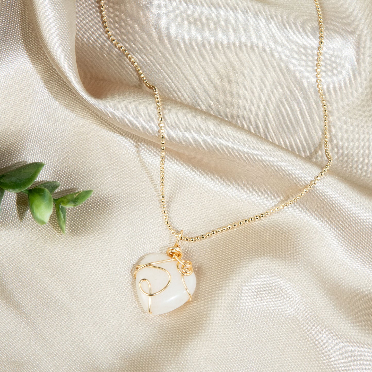 Hand-Wrapped Jade Heart Necklace