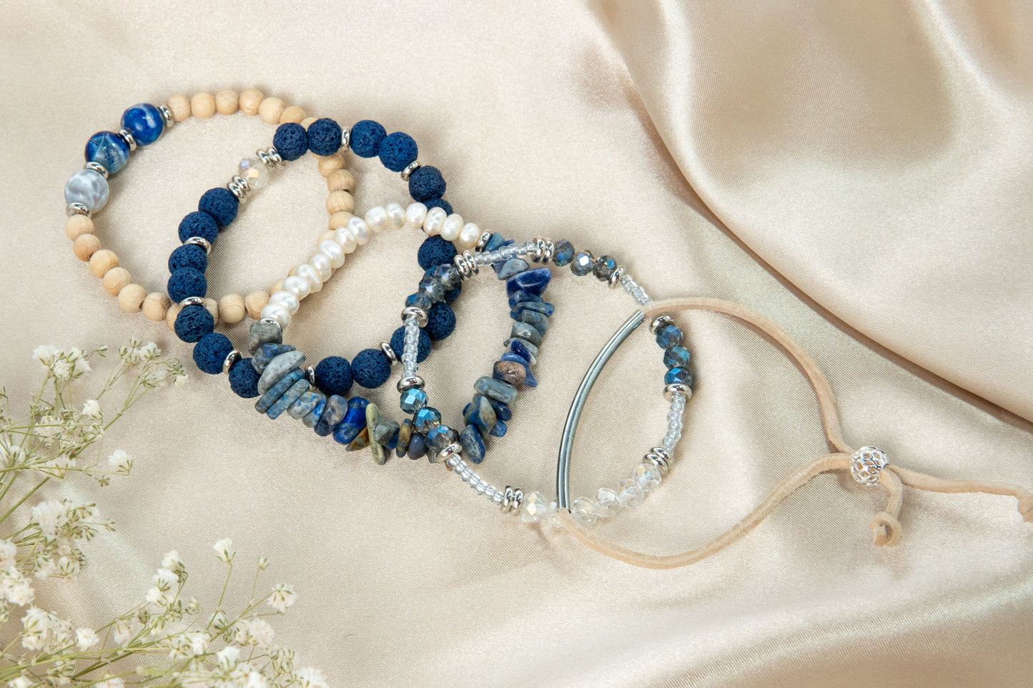 All Around Blue Waves Stack Bracelet