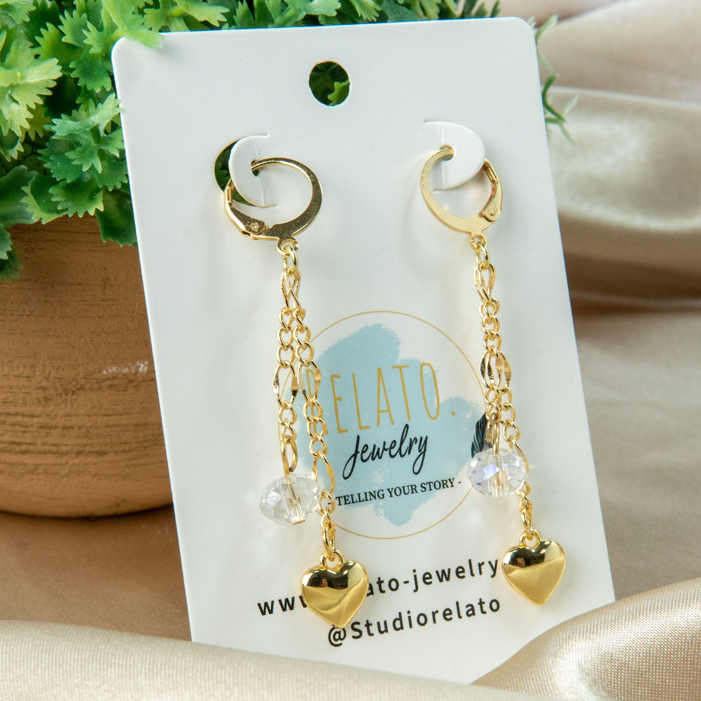 Shiny Heart Dangle Earrings