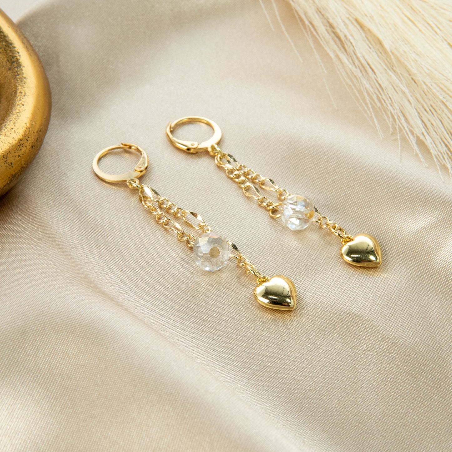 Shiny Heart Dangle Earrings