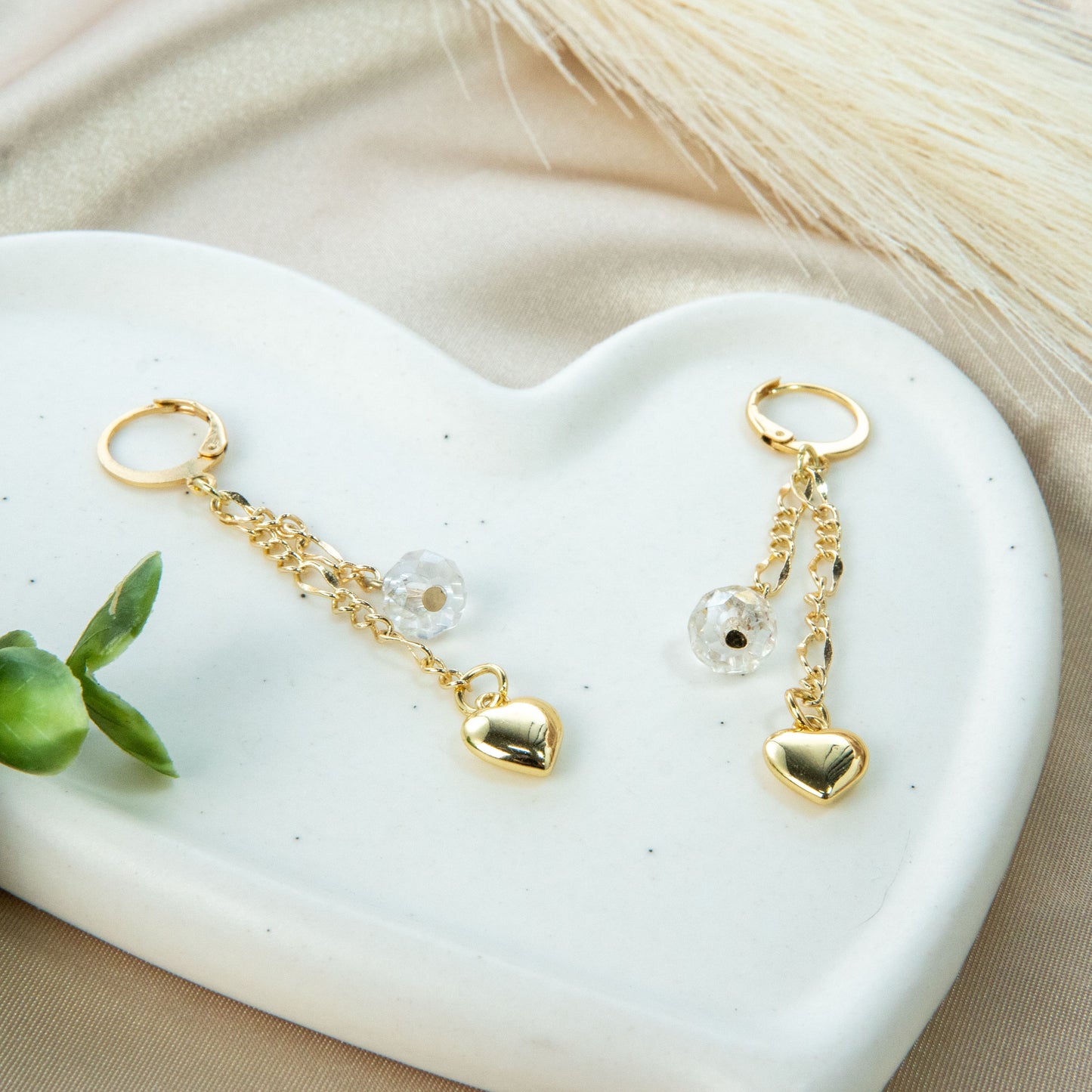 Shiny Heart Dangle Earrings