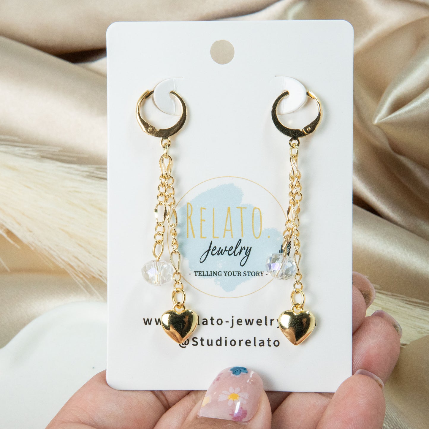 Shiny Heart Dangle Earrings
