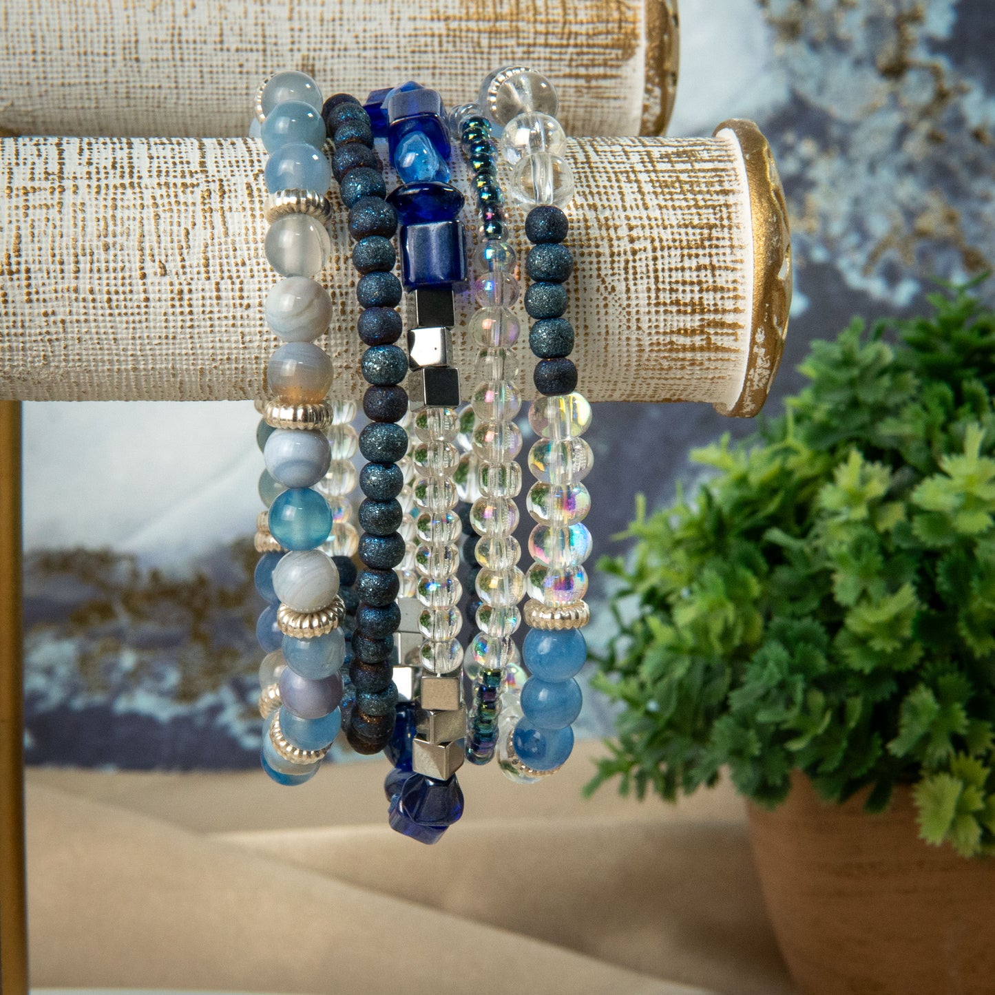 Sparkly Blue Stack Bracelet