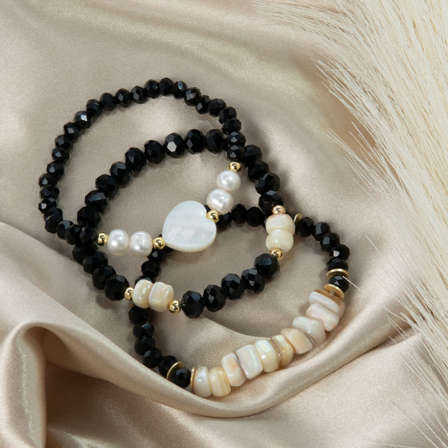 Pretty Onyx Bracelet Set