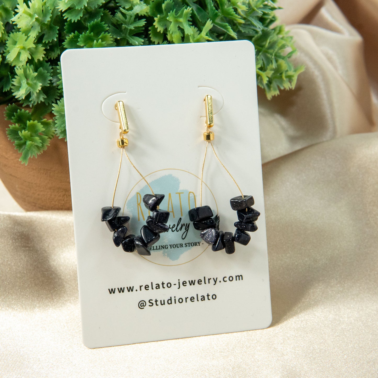 Blue Goldstone Brilliance Teardrop Earrings