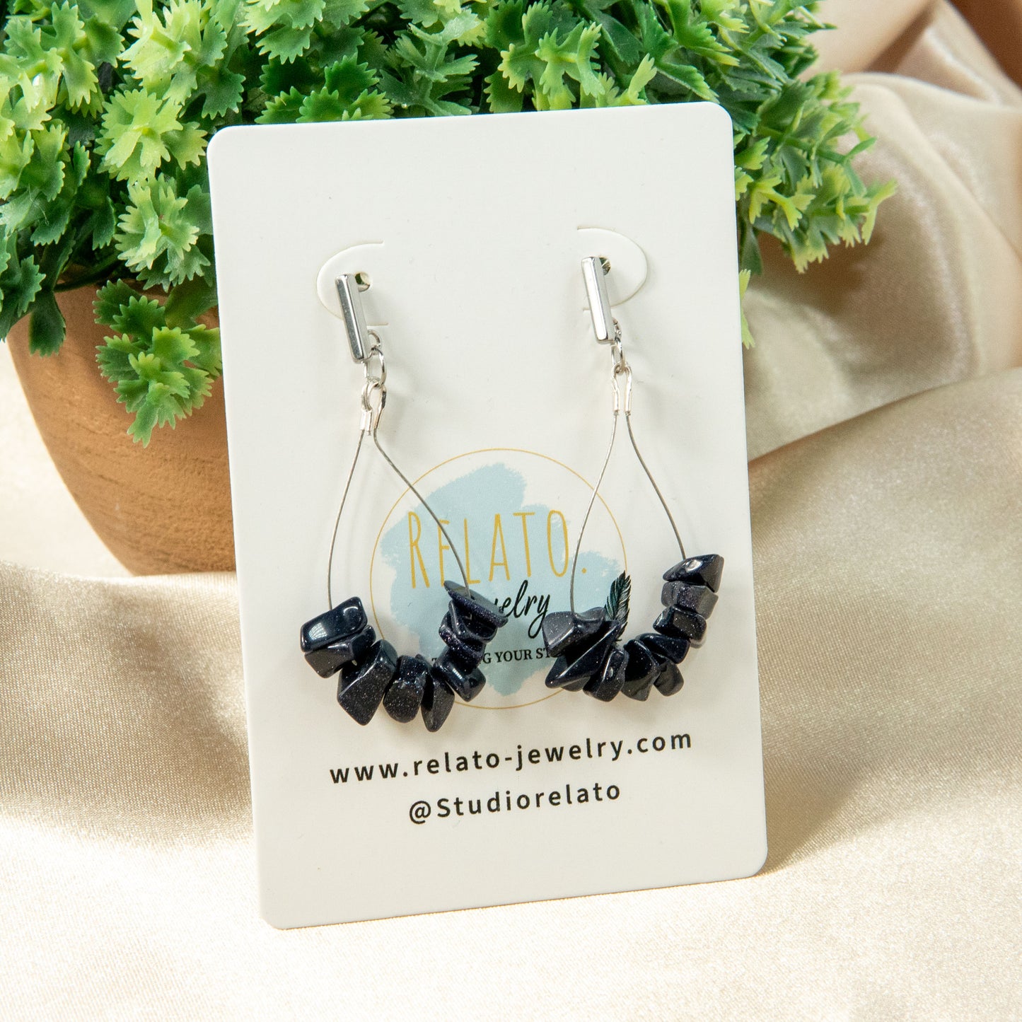 Blue Goldstone Brilliance Teardrop Earrings