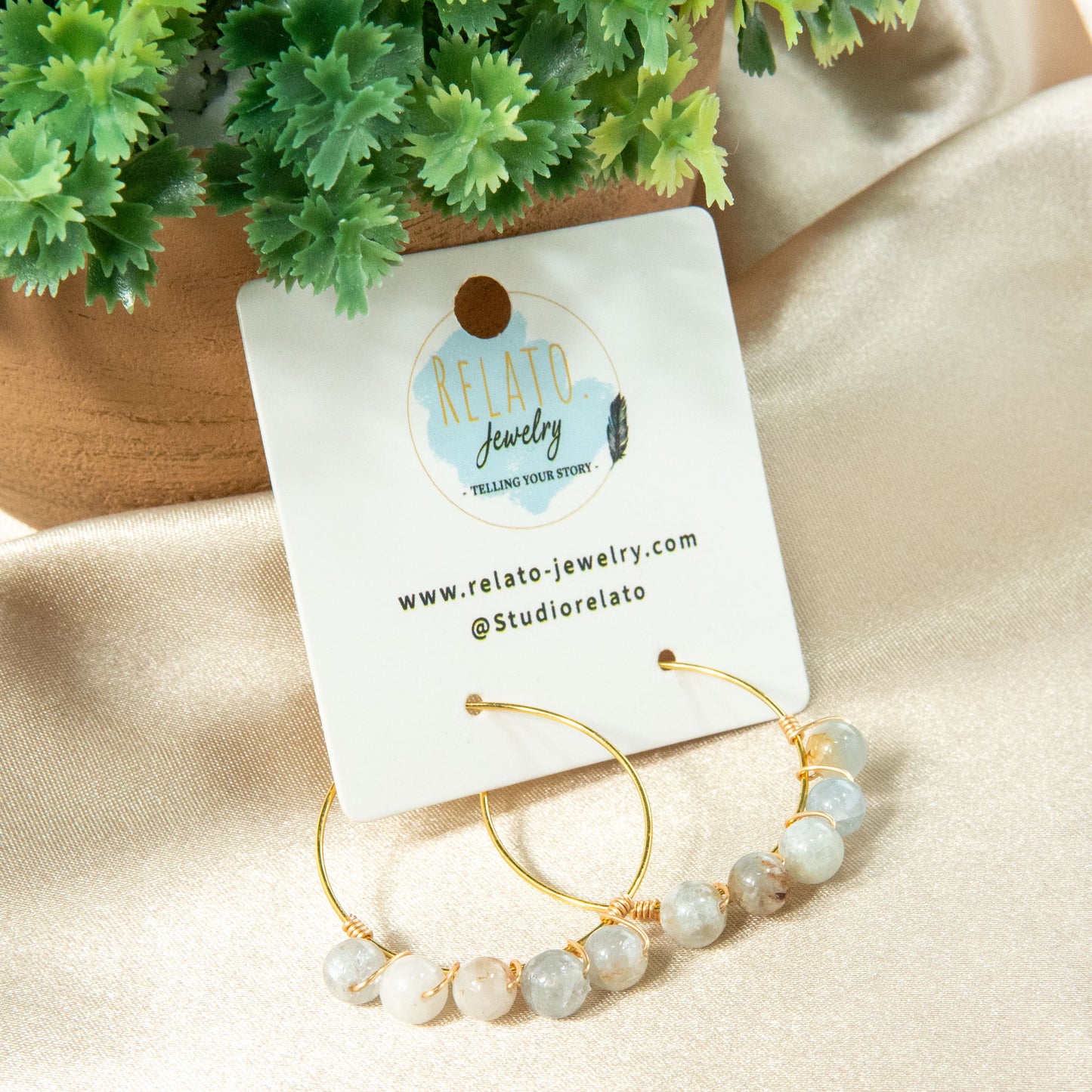 Aquamarine Hoop Earrings