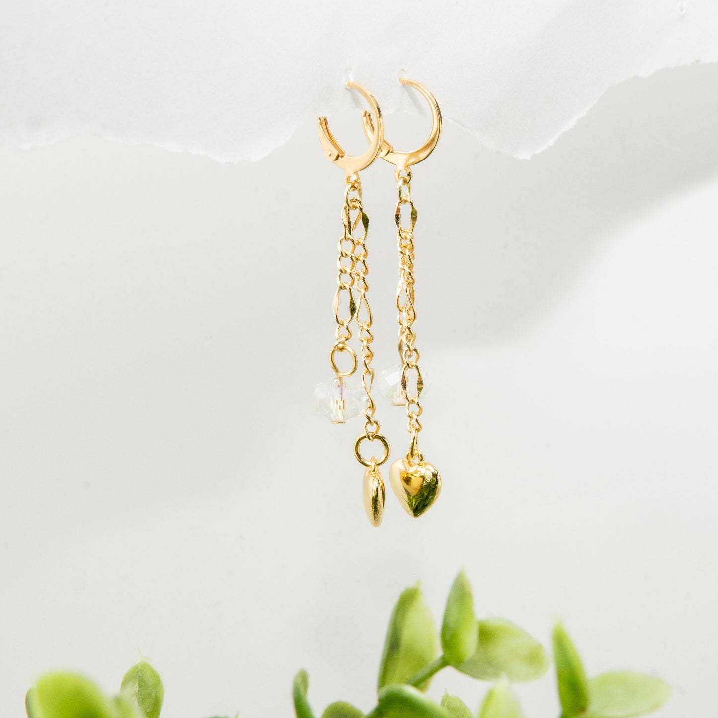 Shiny Heart Dangle Earrings