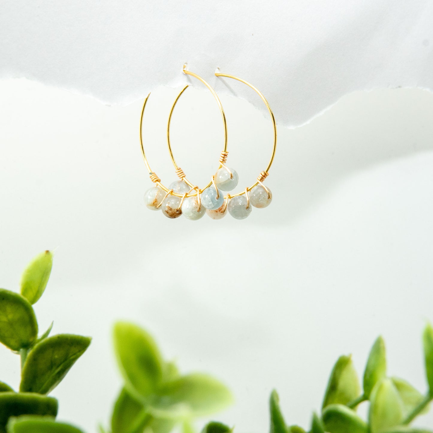Aquamarine Hoop Earrings