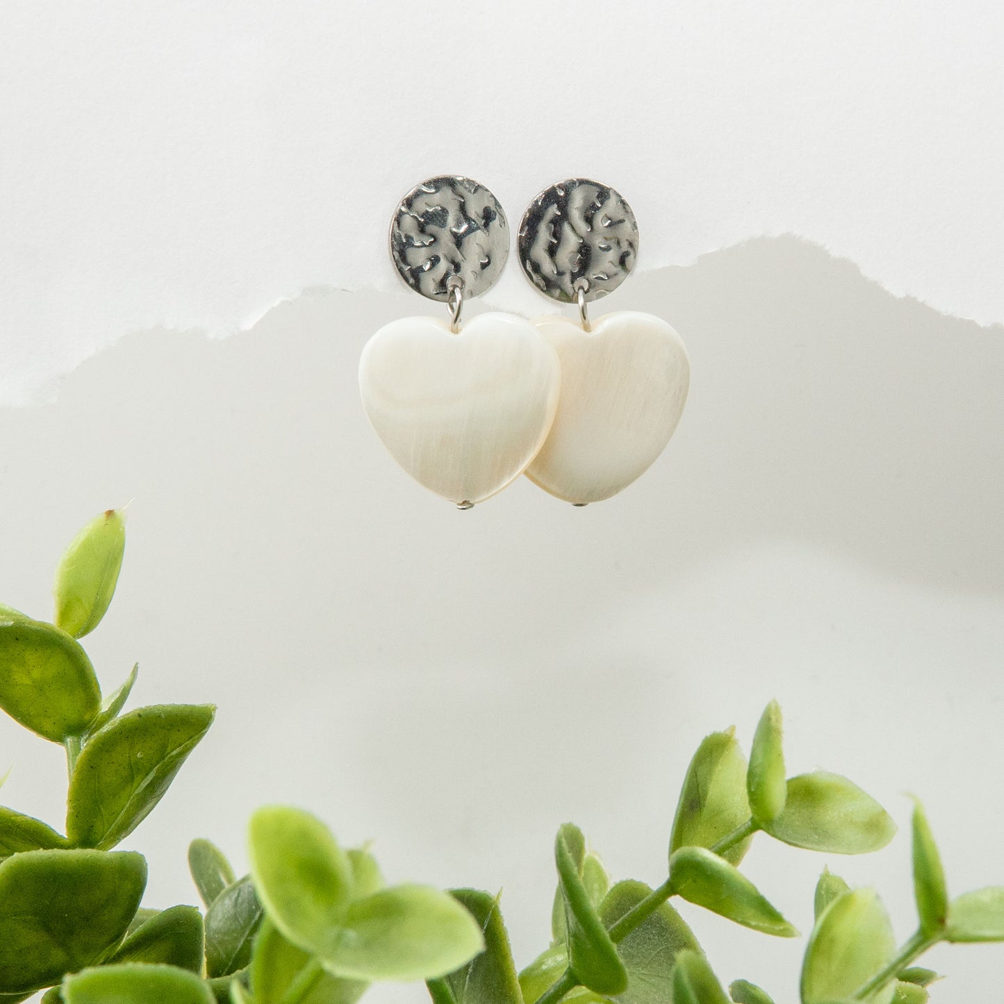 Mother Pearl Heart Dangle Earrings
