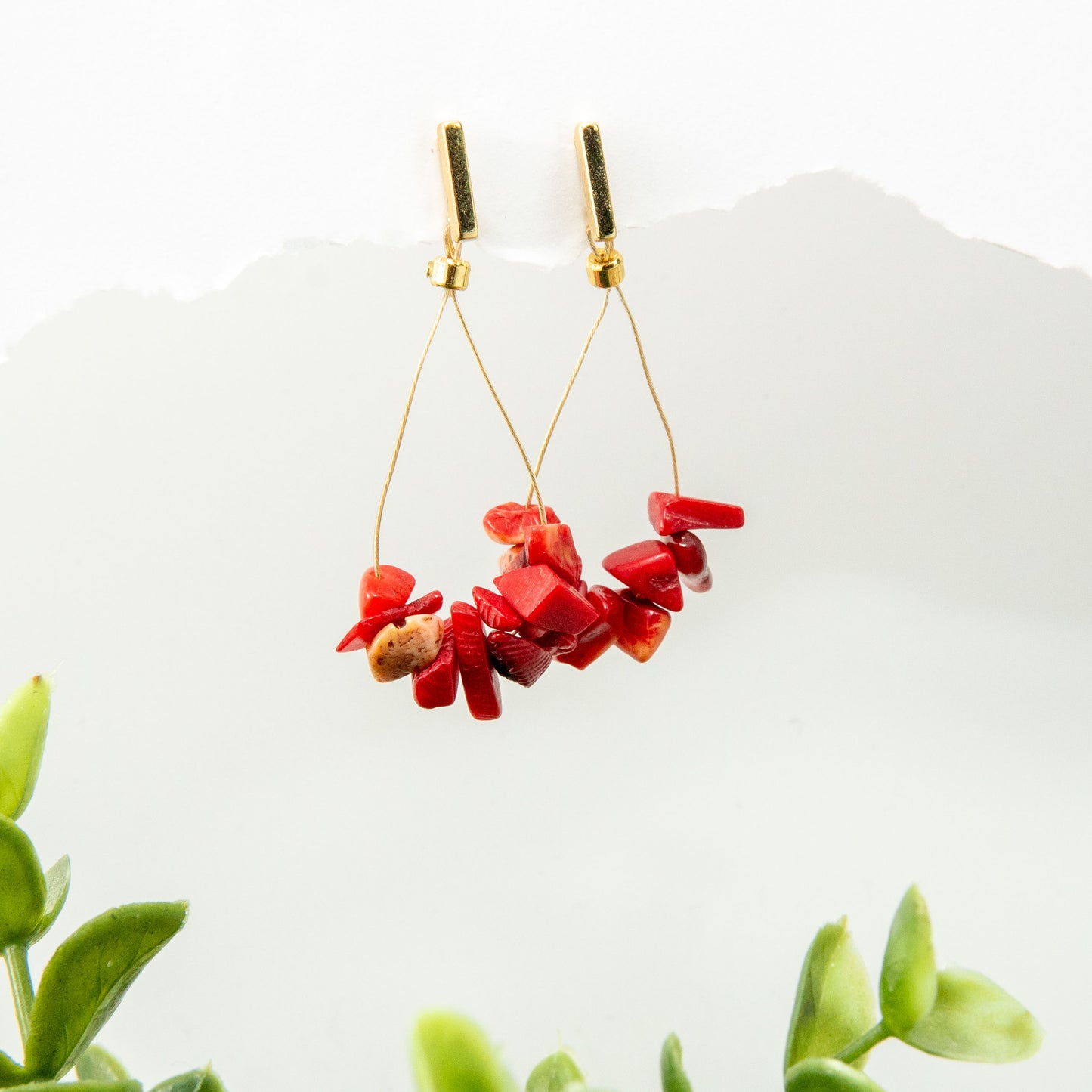 Red Bamboo Radiance Teardrop Earrings