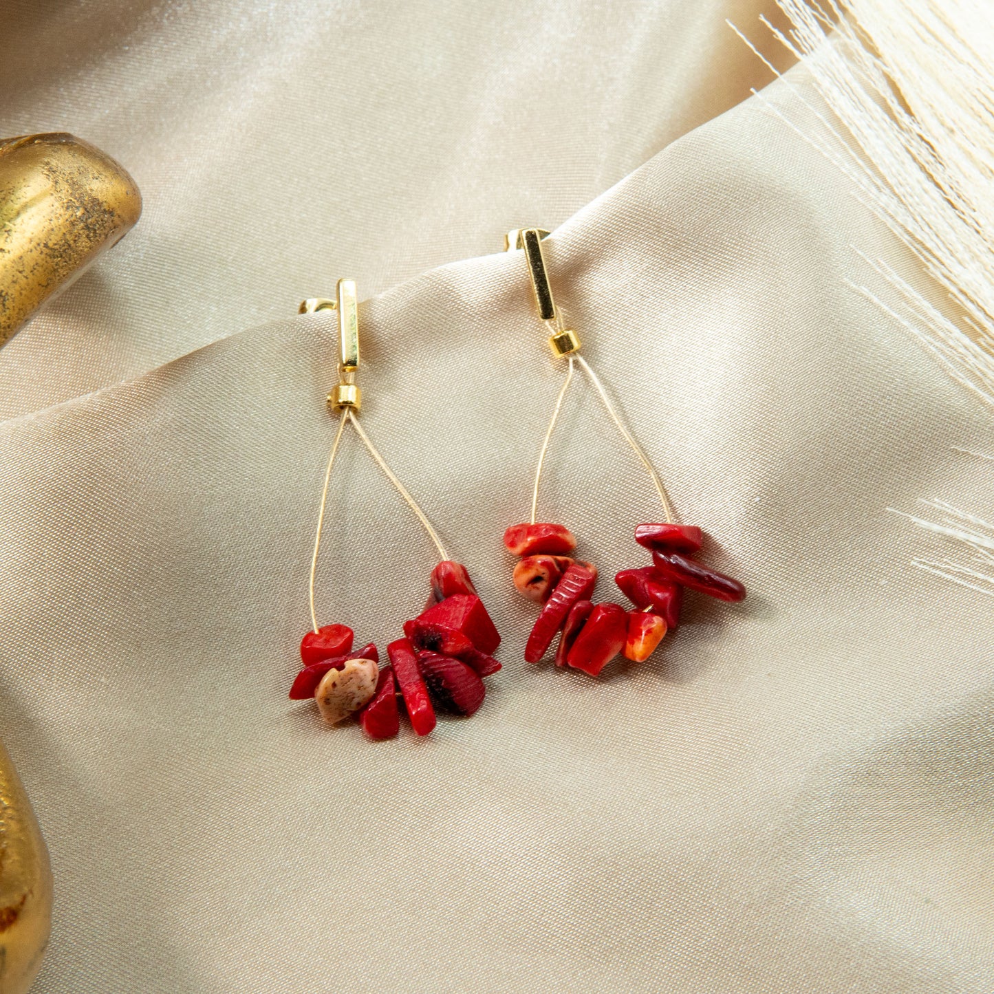 Red Bamboo Radiance Teardrop Earrings