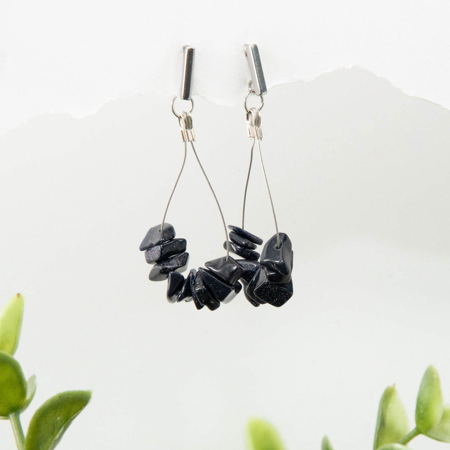 Blue Goldstone Brilliance Teardrop Earrings