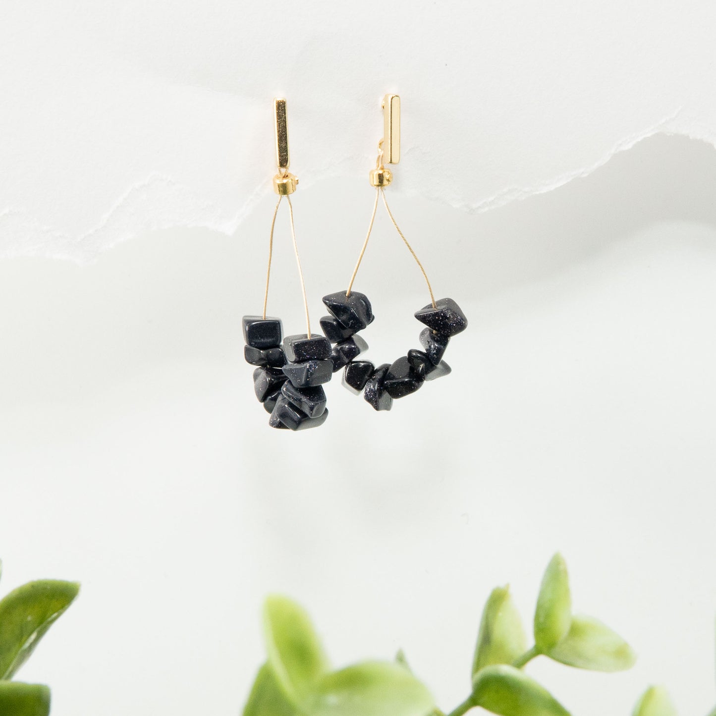 Blue Goldstone Brilliance Teardrop Earrings