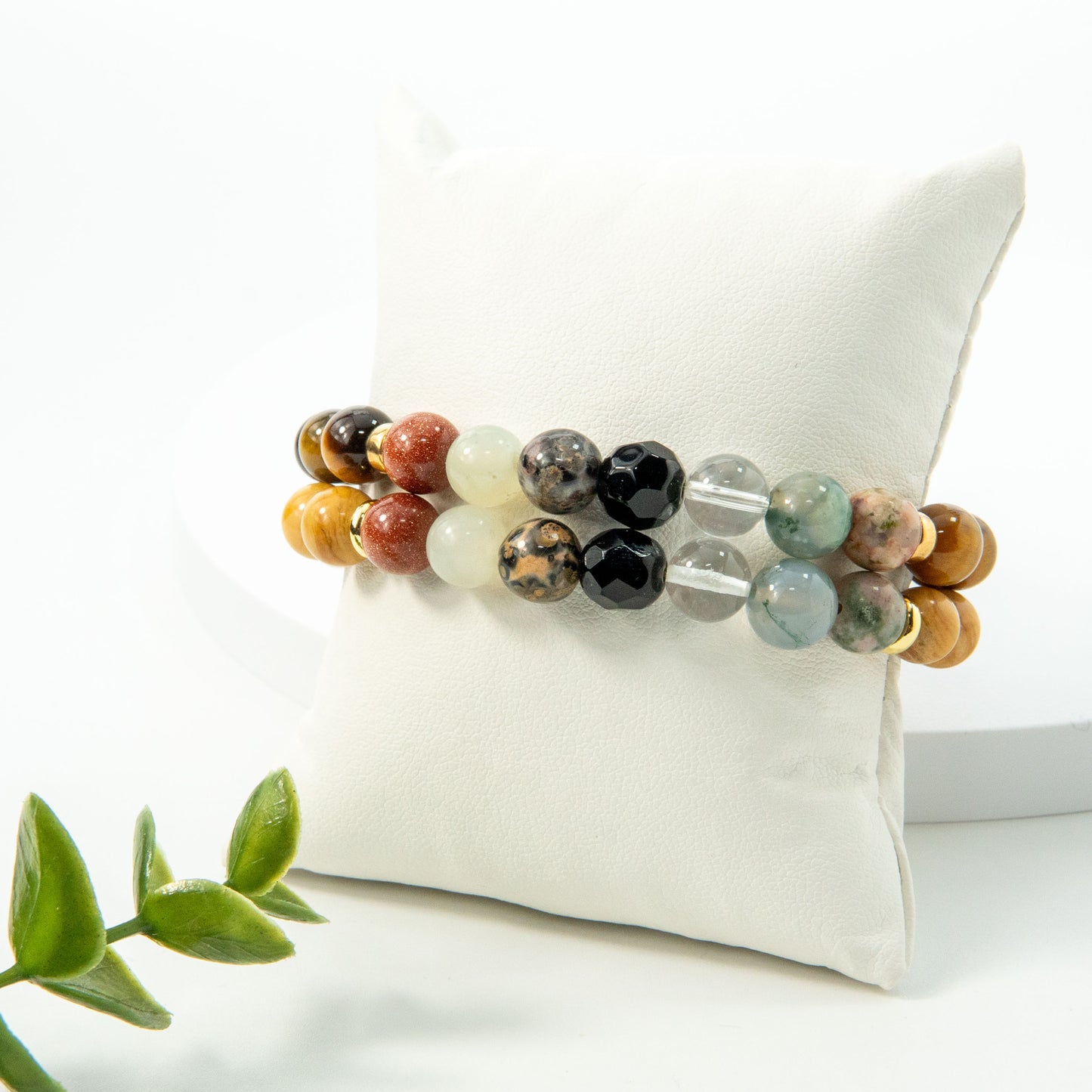 Tiger Eye and Leopard Boho Stack Bracelet
