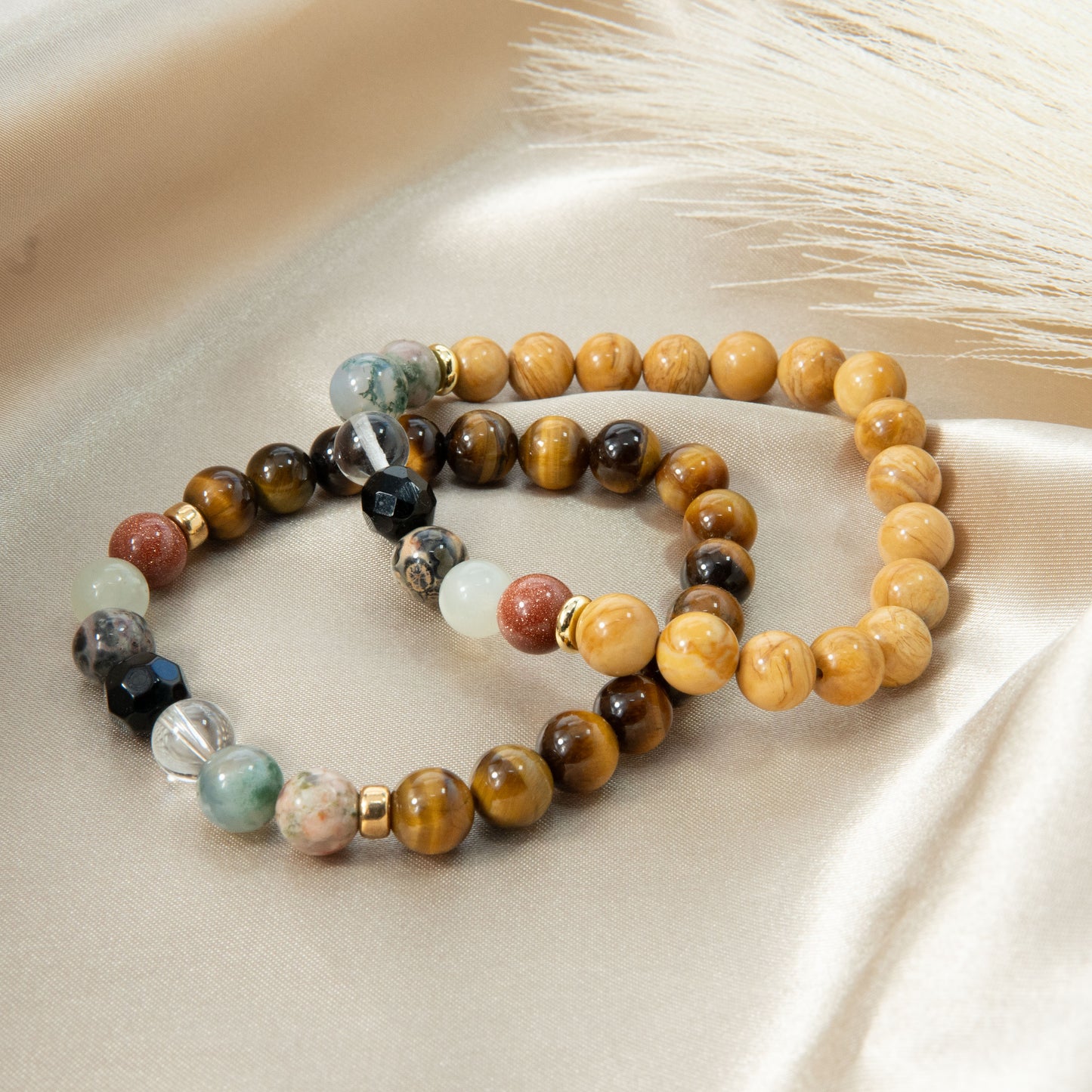Tiger Eye and Leopard Boho Stack Bracelet
