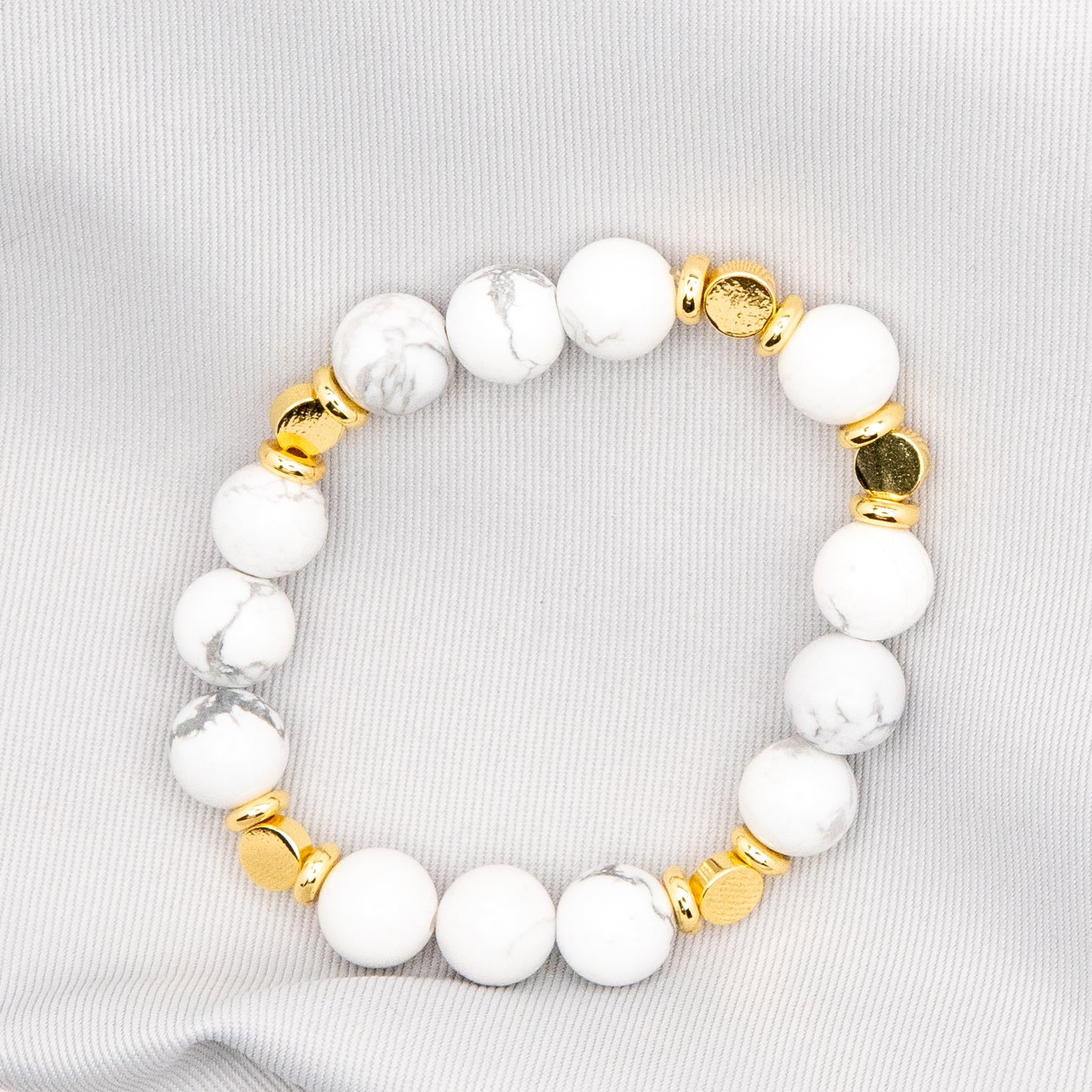 Timeless Handmade White Gemstone Bracelet with Gold Accent - Relato.Jewelry