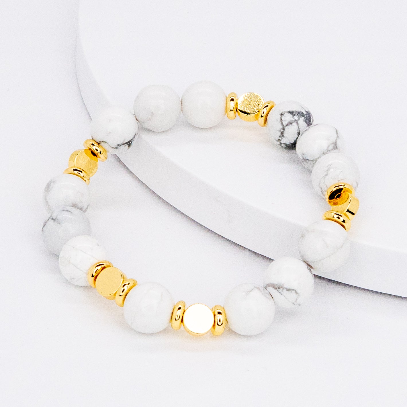 Timeless Handmade White Gemstone Bracelet with Gold Accent - Relato.Jewelry