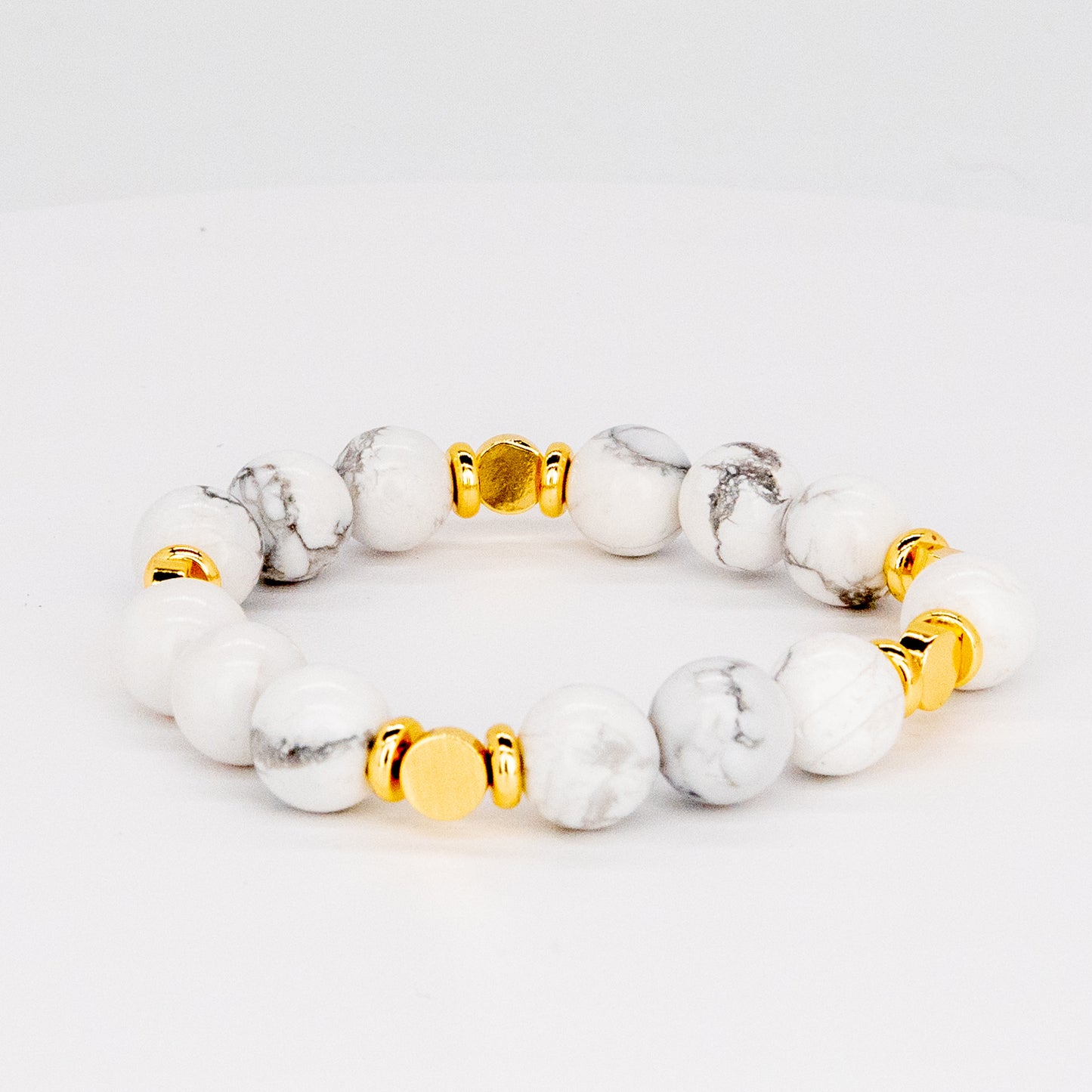 Timeless Handmade White Gemstone Bracelet with Gold Accent - Relato.Jewelry
