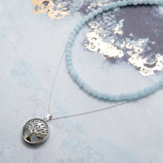 Tree of Life Aquamarine Necklace Set - Relato.Jewelry