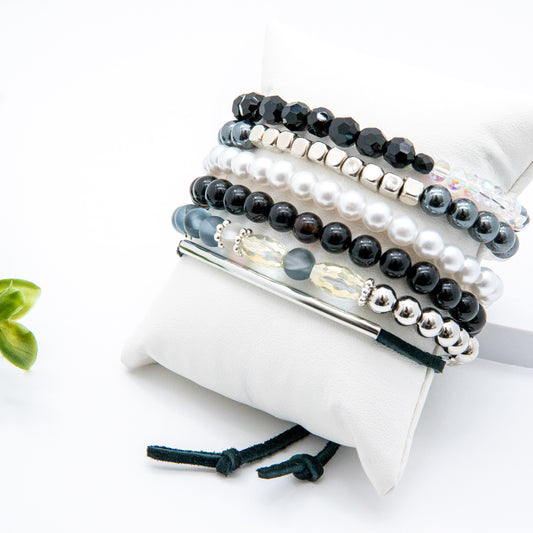 Silver Night Mix & Match Bracelet - Captivating Blend of Silver & Black-toned Elements - Relato.Jewelry