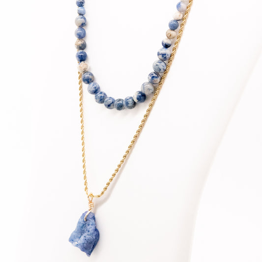 Deep blue Nevada Lapis with Solidate Stones Necklace - Relato.Jewelry