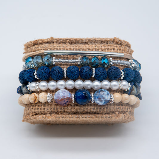 All Around Blue Waves Mix and Match Bracelet for dual wearing - Relato.Jewelry