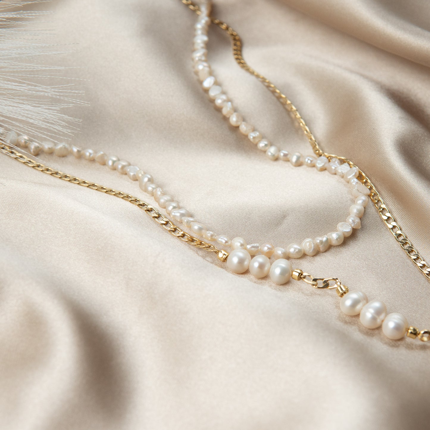 Coastal Cultured Pearl Gold Stackable Necklace