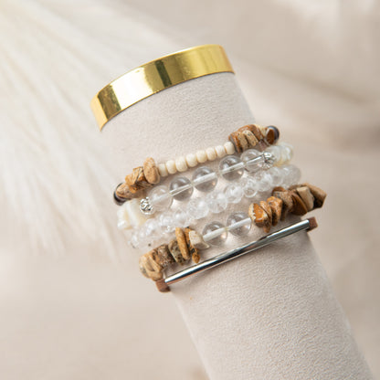 Collar de cuentas de unakita natural para regalo de la madre.