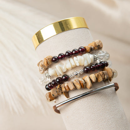 Collar de cuentas de unakita natural para regalo de la madre.