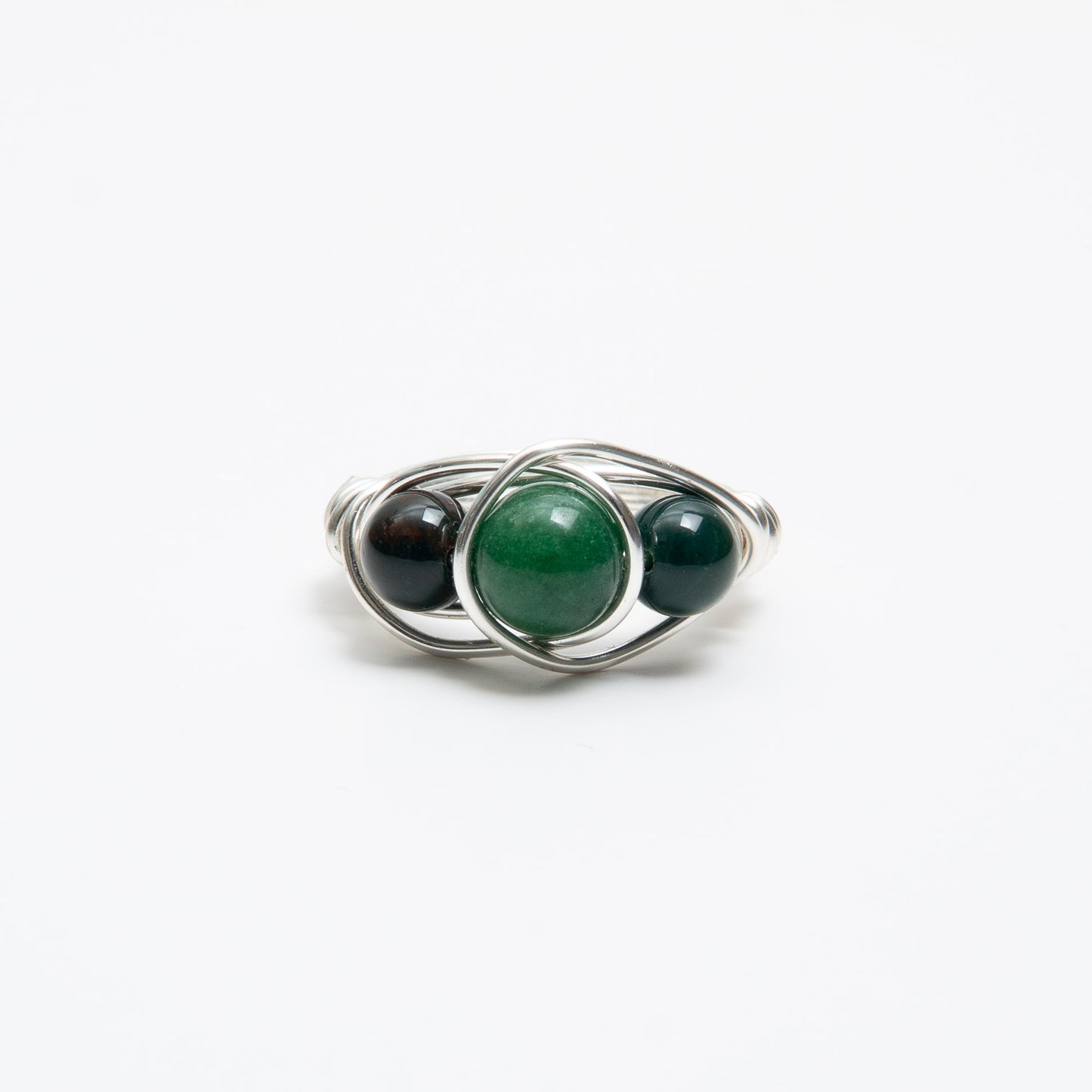 Green Jasper Crown Ring