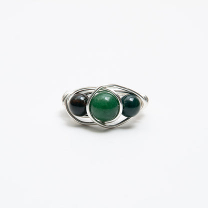 Green Jasper Crown Ring