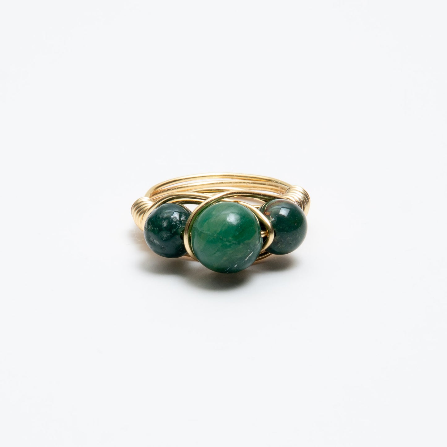 Green Jasper Crown Ring
