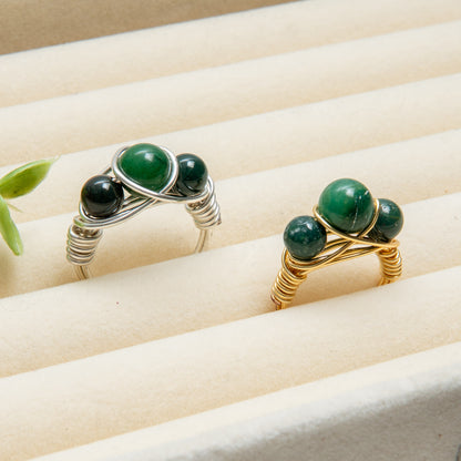 Green Jasper Crown Ring
