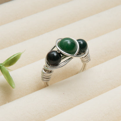 Green Jasper Crown Ring